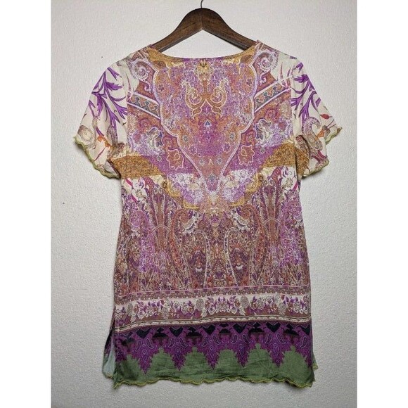 Soft Surroundings Boho Paisley Print Top Size Small Retro Festival Artistic - Picture 7 of 8